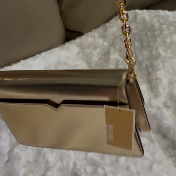 NWT MK Pale Gold The Cece Flap Crossbody Shoulder Bag With Detachable Gold Chain - Picture 14 of 16